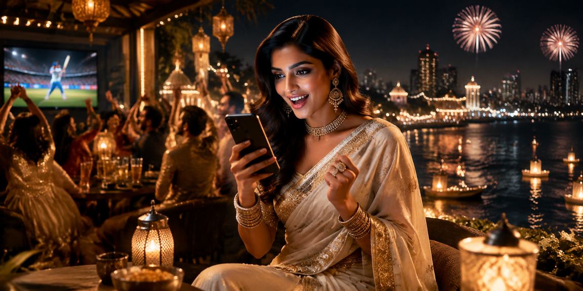 Indian cricket fans making payments with phones at stadium